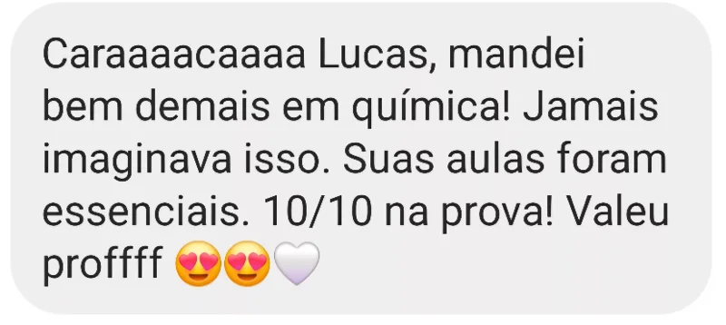 Aluno conta que tirou 10 de 10 na prova de química